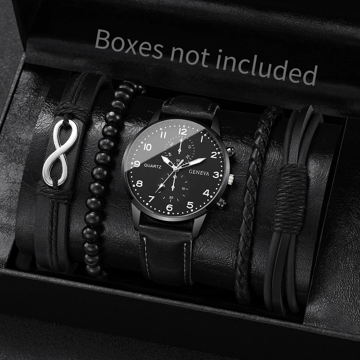 4/5PCS Fashion Men's Watches Man Business Quartz Wristwatch Vintage Leather Bracelets Set Reloj Hombre(Without Box)