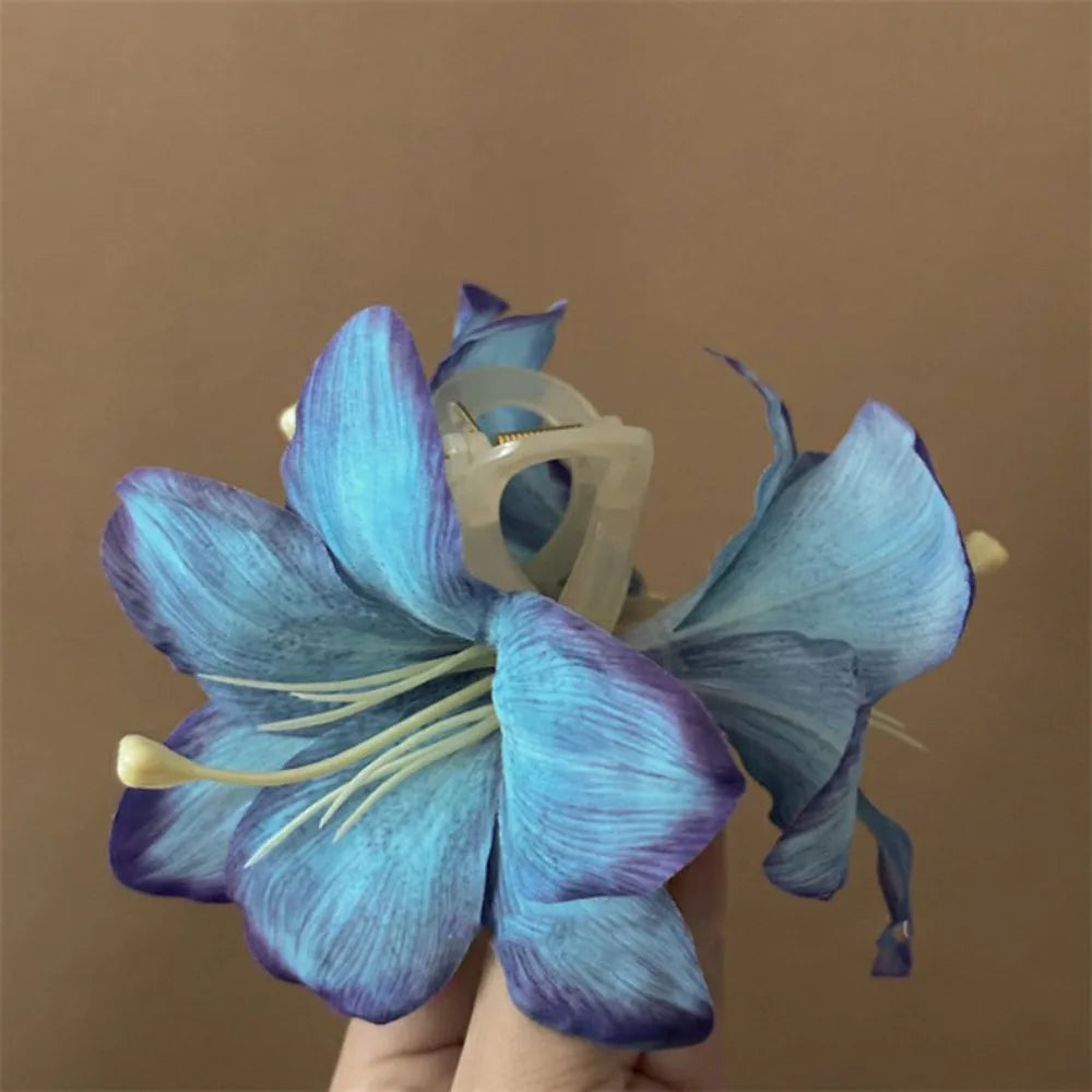 Lily Flower Grasp Clip Fresh Sweet Beach Flowers Claw Barrettes Acetic Acid Hair Clip Hair Commuter Side Hair Accessories
