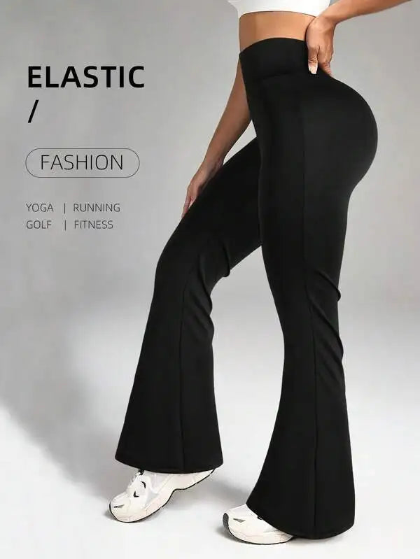 Women's spring and summer high waisted tight fitting flared pants, slim leg long black pants, thin wide leg pants for slim women