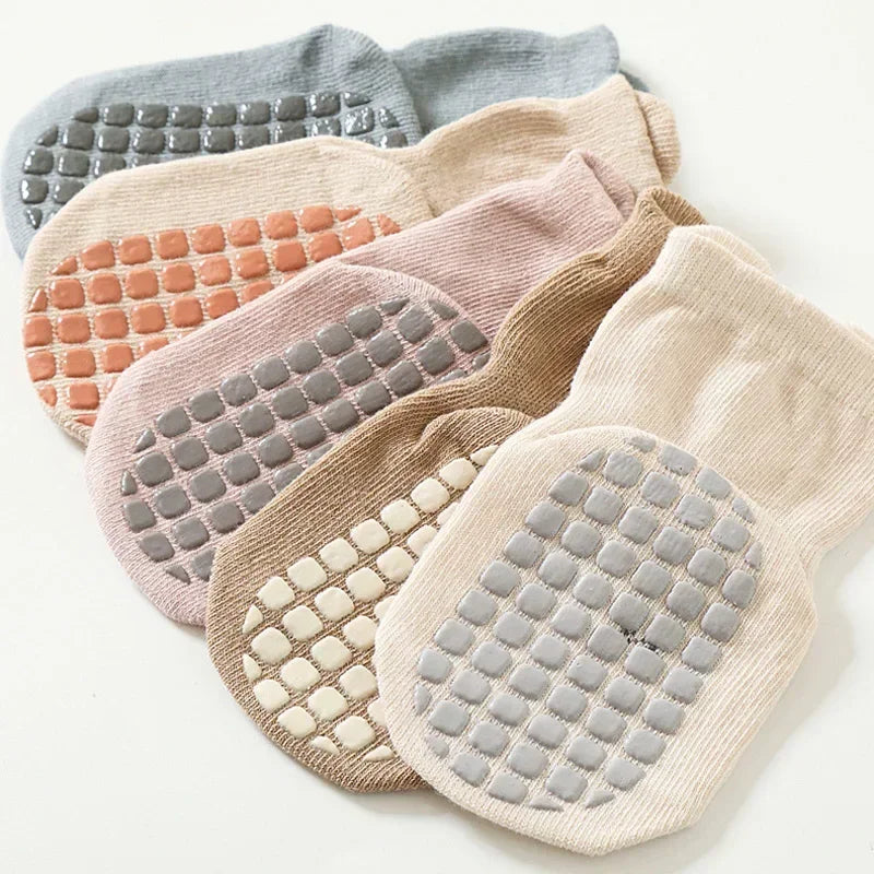 3/5 Pairs Baby Adorable Animals Pattern Non Slip Floor Socks, Breathable Casual Socks for Boys and Girls Kids Indoor Activities