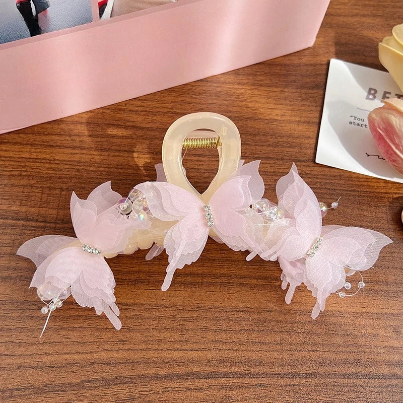 Lily Flower Grasp Clip Fresh Sweet Beach Flowers Claw Barrettes Acetic Acid Hair Clip Hair Commuter Side Hair Accessories