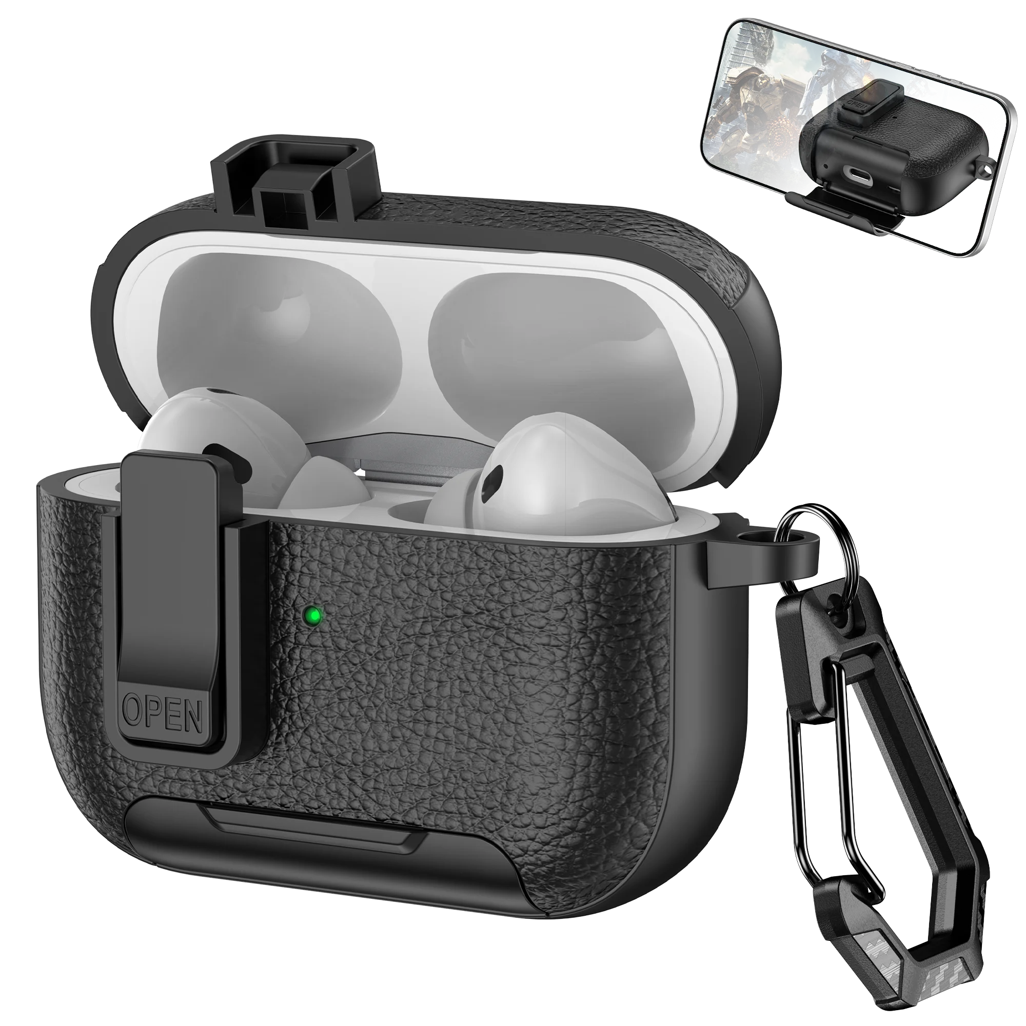 Phone Holder cortex Case For AirPods Pro 3 Bluetooth headset Cover For AirPods Pro 2 or AirPods 1 2 3 4 Pro Case With Hook