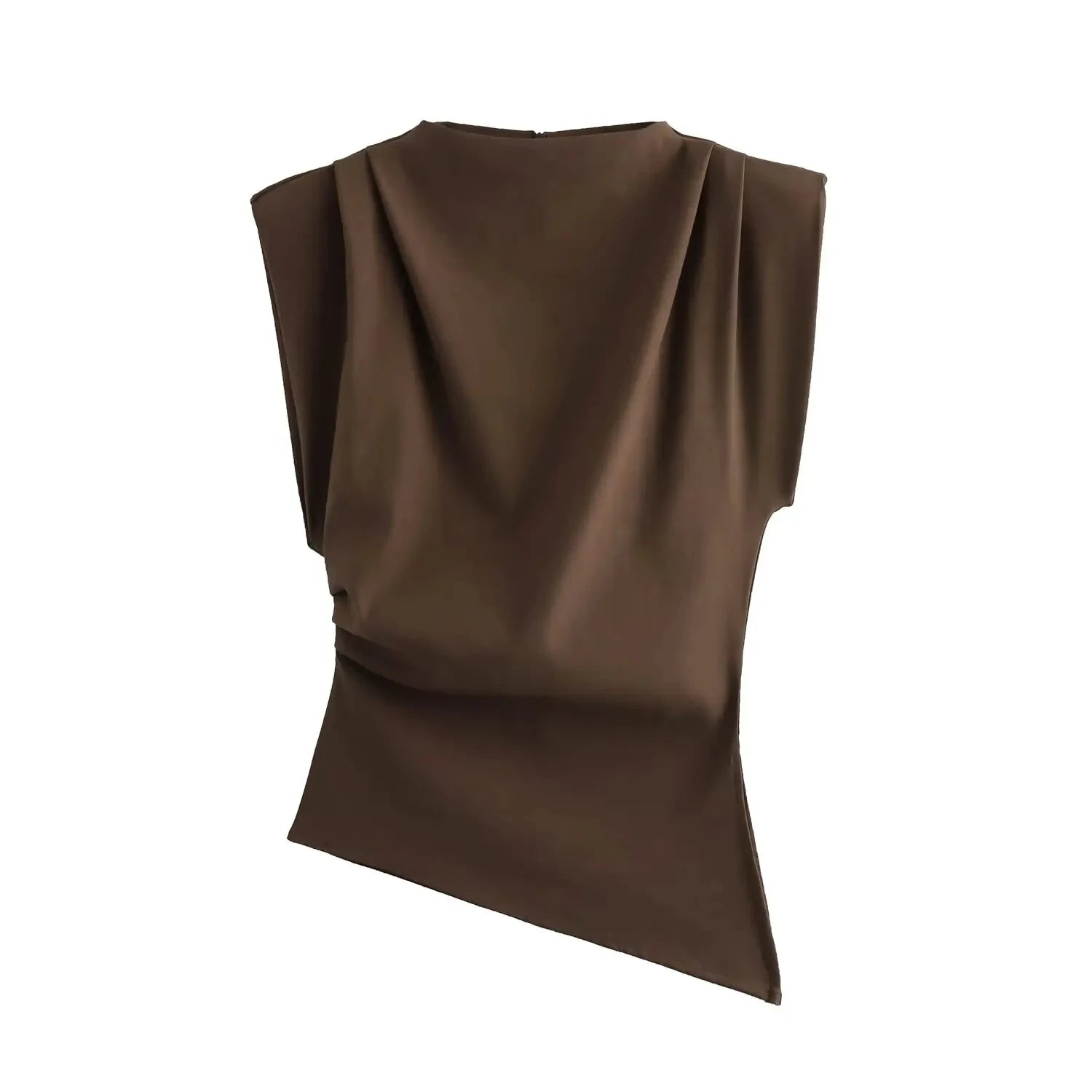 Fashion Shoulderless European American Style Top Simple Pleated Decorative New Arrivals