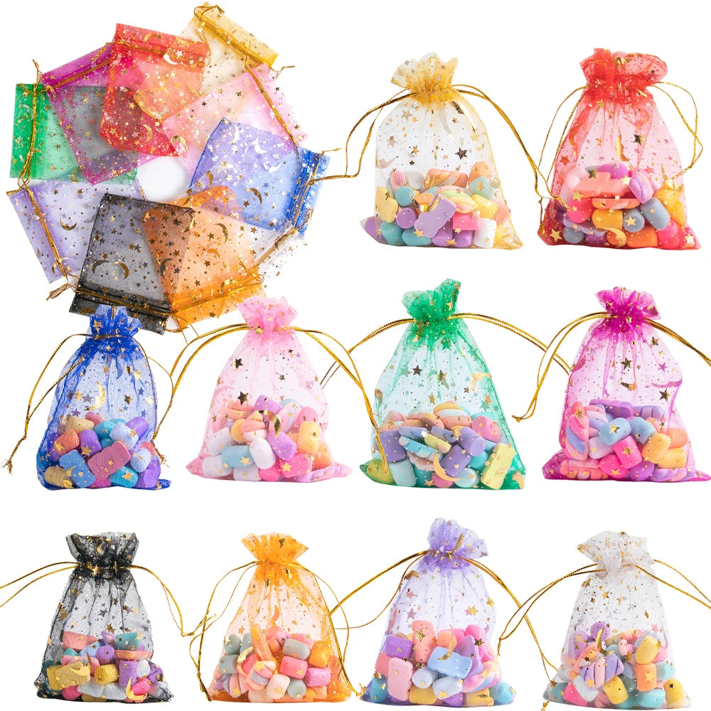 50pcs 7x9cm Gift Organza Bags Drawable Wedding Party Decoration Gift Bags Wedding Birthday Party Candy Gift Bags Packaging