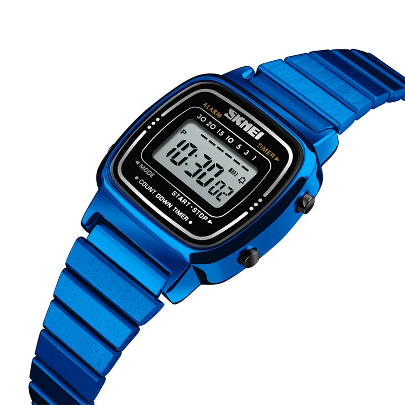 Skmei Women Bracelet Dress Watches Luxury Brand Stainless Steel Strap Fashion Waterproof Digital Chronograph Wristwatch