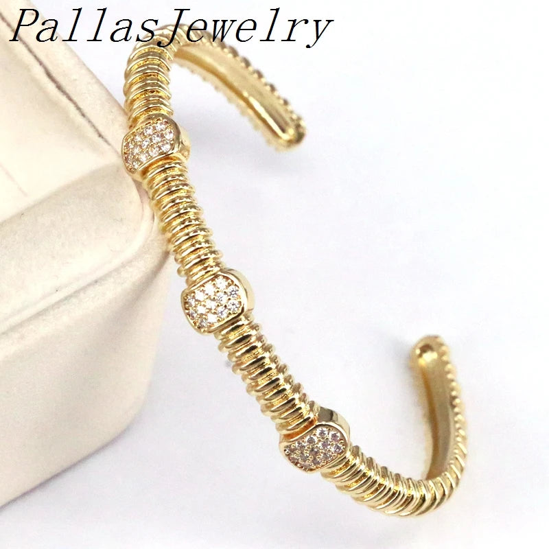 3Pcs 2021 New Arrivals Jewelry Zircon Copper Cuff Bracelet fashion  Made Bracelet Women