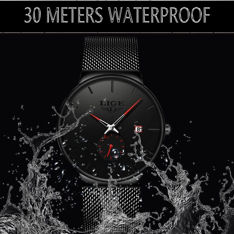 LIGE Sports Men Watch Top Brand Luxury Quartz Clock Famous Dress Fashion Watches Male Unisex Ultra Thin Wrist watch Para Hombre