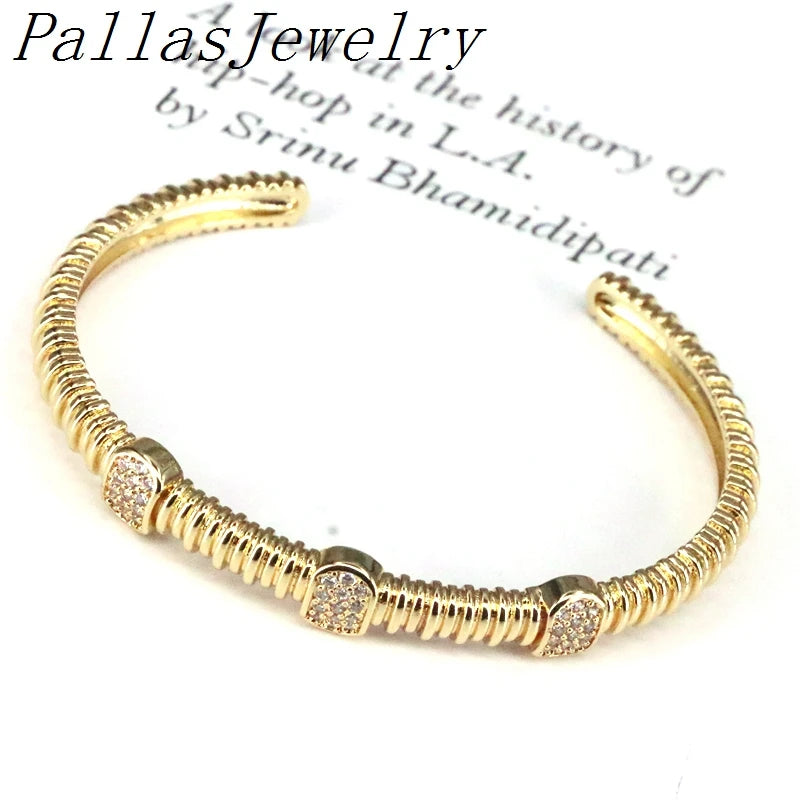 3Pcs 2021 New Arrivals Jewelry Zircon Copper Cuff Bracelet fashion  Made Bracelet Women