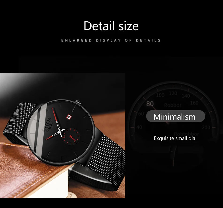 LIGE Sports Men Watch Top Brand Luxury Quartz Clock Famous Dress Fashion Watches Male Unisex Ultra Thin Wrist watch Para Hombre