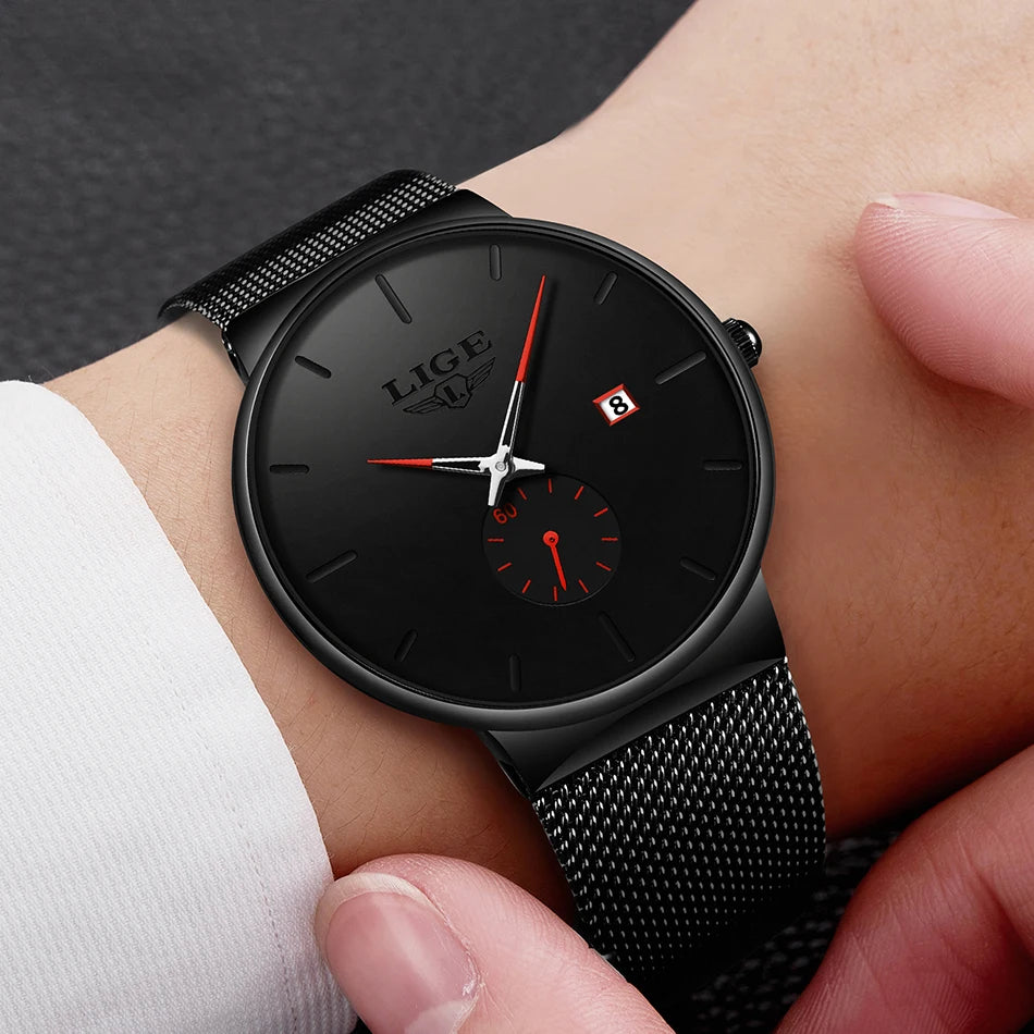LIGE Sports Men Watch Top Brand Luxury Quartz Clock Famous Dress Fashion Watches Male Unisex Ultra Thin Wrist watch Para Hombre