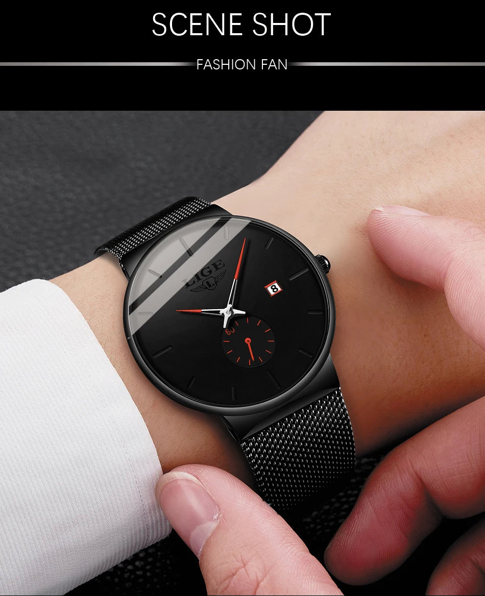 LIGE Sports Men Watch Top Brand Luxury Quartz Clock Famous Dress Fashion Watches Male Unisex Ultra Thin Wrist watch Para Hombre