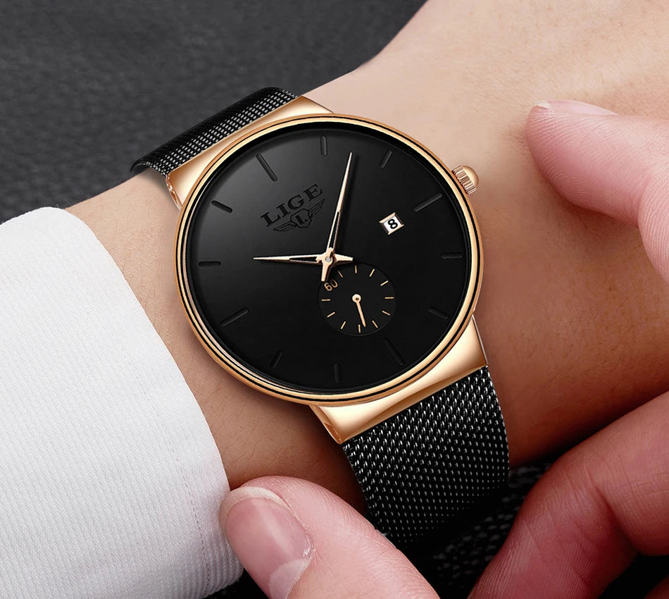 LIGE Sports Men Watch Top Brand Luxury Quartz Clock Famous Dress Fashion Watches Male Unisex Ultra Thin Wrist watch Para Hombre