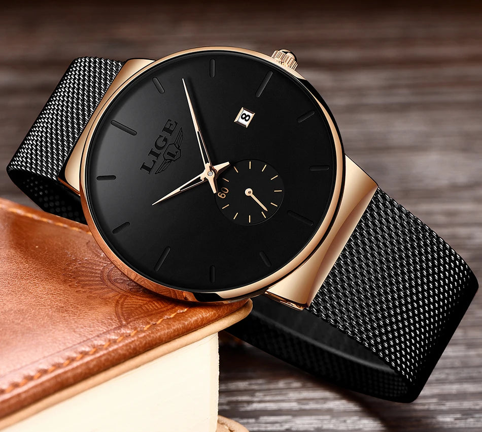 LIGE Sports Men Watch Top Brand Luxury Quartz Clock Famous Dress Fashion Watches Male Unisex Ultra Thin Wrist watch Para Hombre