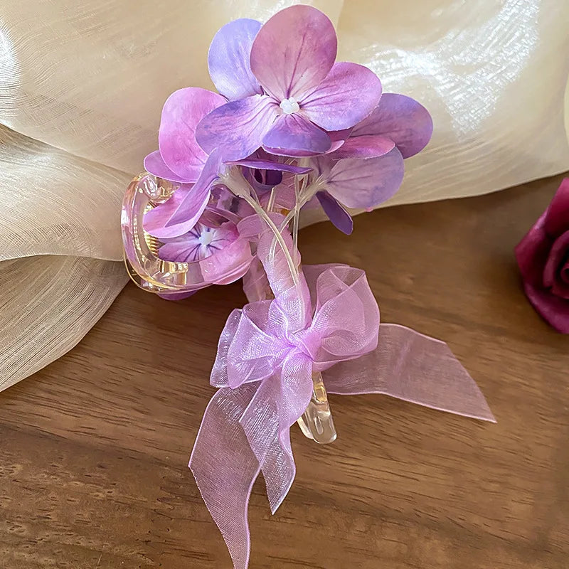 Lily Flower Grasp Clip Fresh Sweet Beach Flowers Claw Barrettes Acetic Acid Hair Clip Hair Commuter Side Hair Accessories