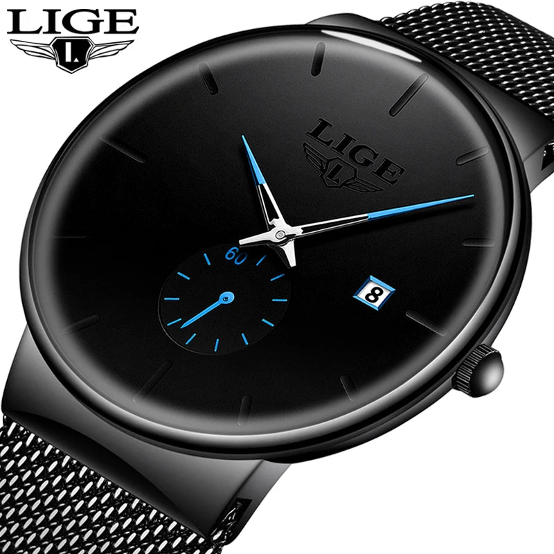LIGE Sports Men Watch Top Brand Luxury Quartz Clock Famous Dress Fashion Watches Male Unisex Ultra Thin Wrist watch Para Hombre