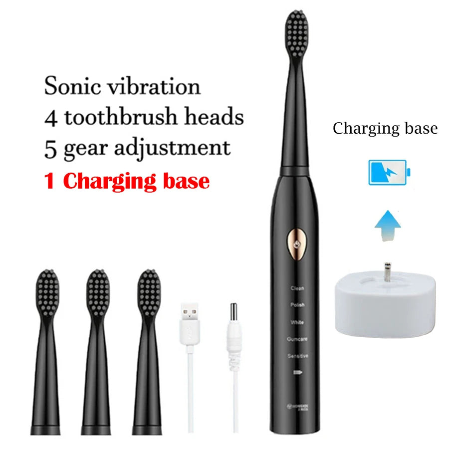 Sonic Electric Toothbrush 5-gear Mode USB Charging 4 colors IPX7 Waterproof Ultrasonic Rechargeable Soft Hair Adult Toothbrush