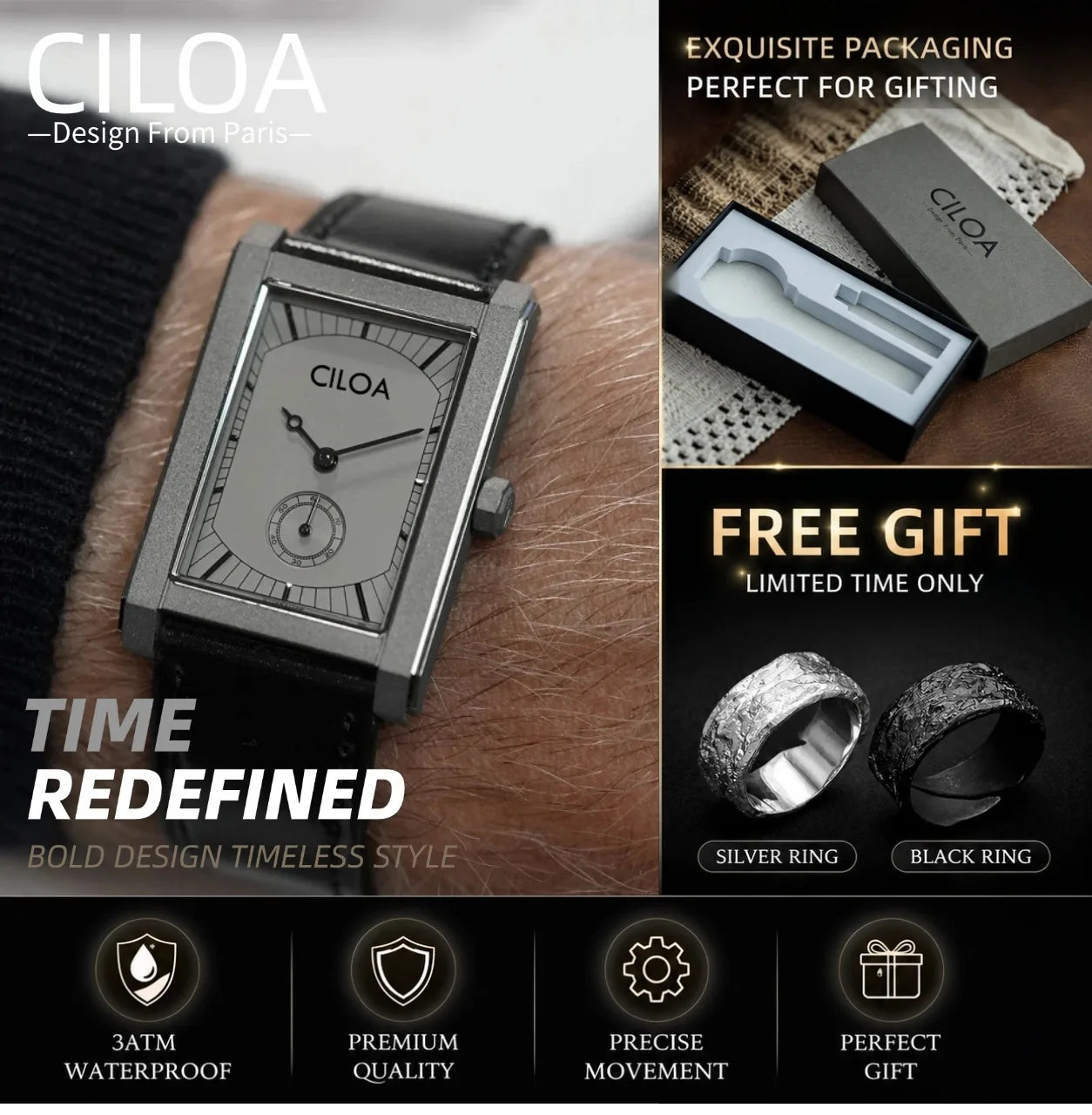 Tank square luxury brands watches for man quartz vintage watch men's automatic movement  mechanical male gifts men wristwatches