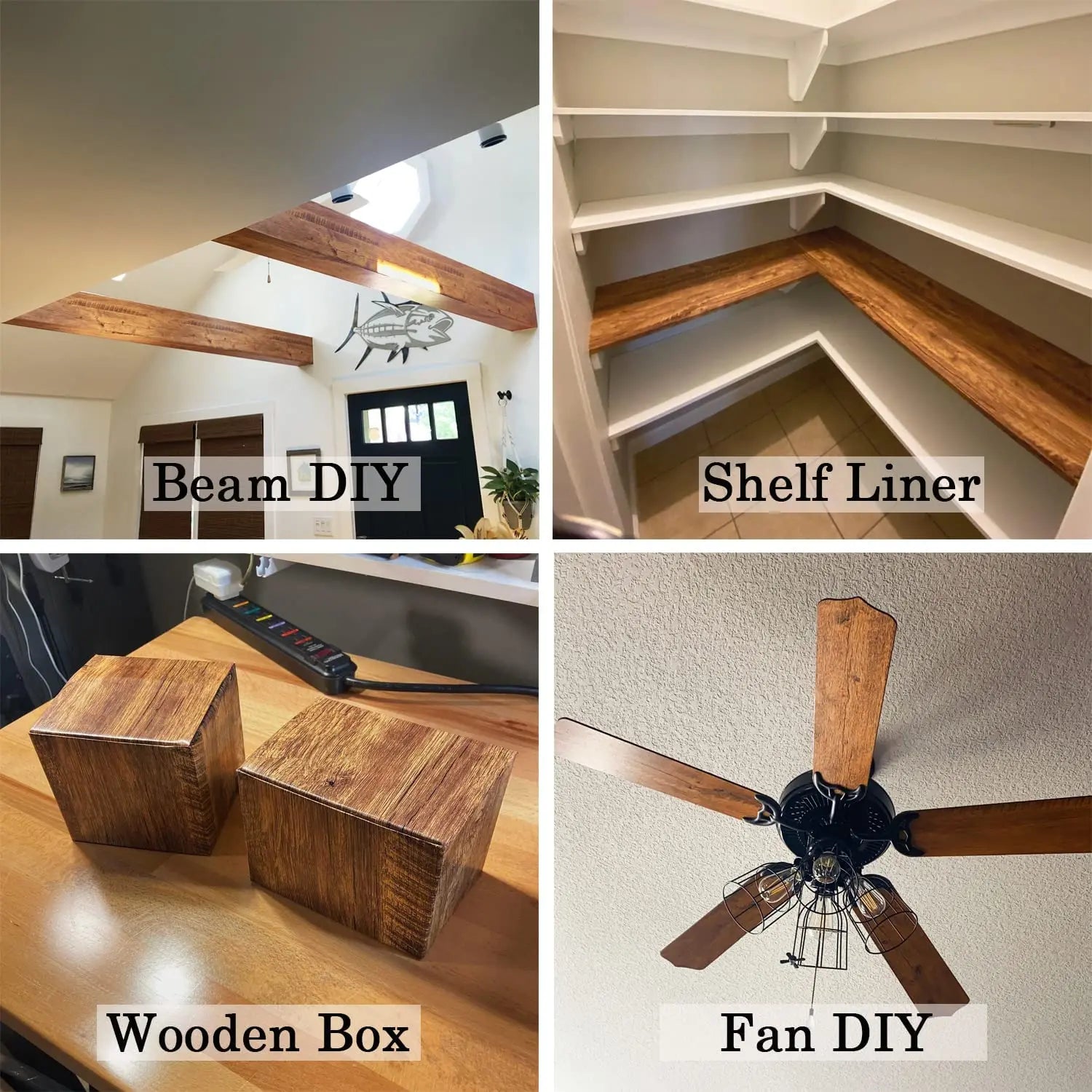 55cm Wide Self Adhesive Wood Grain Vinyl Wallpaper - Waterproof Home Decor Stickers for Door Wardrobe Cupboard Table Furniture