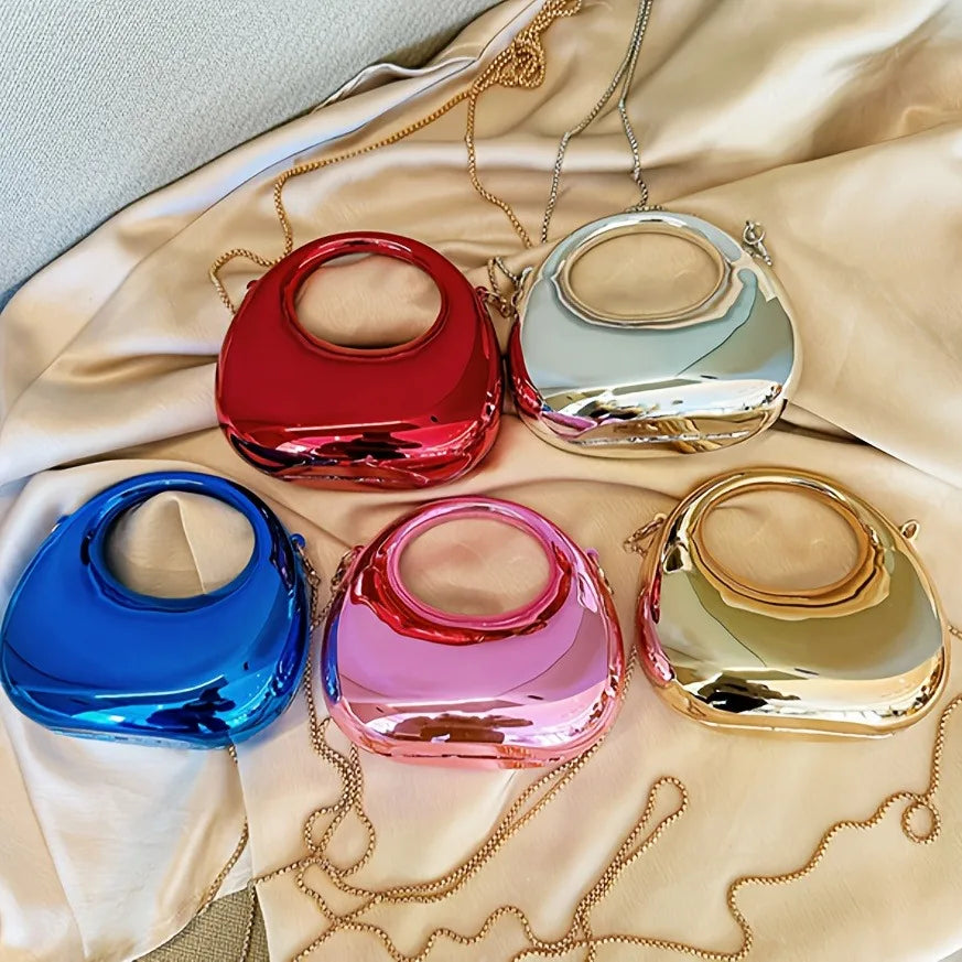 Mini Golden Evening Bag Purses and Handbags Luxury Designer Shoulder Bags Funny Shape Party Wedding Acrylic Shiny Clutch Purse