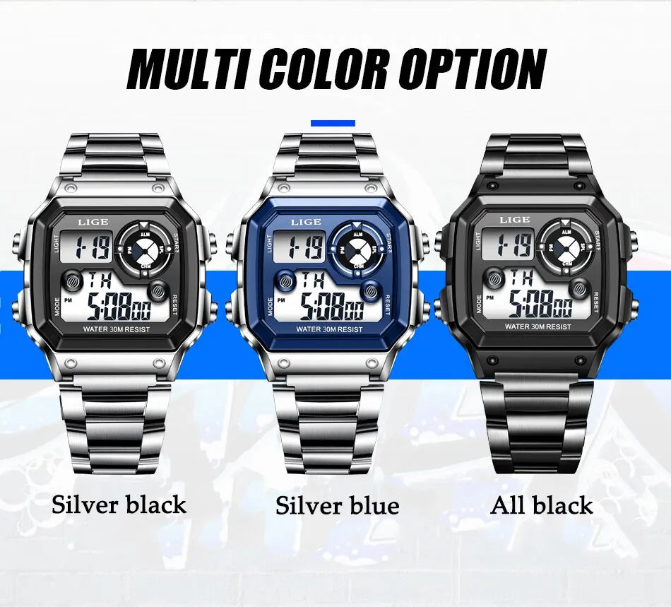 LIGE 2023 NEW Luxury Brand Men Watch Military Digital Watches Sport Wristwatch Mens Waterproof Clock Male Relogio Masculino