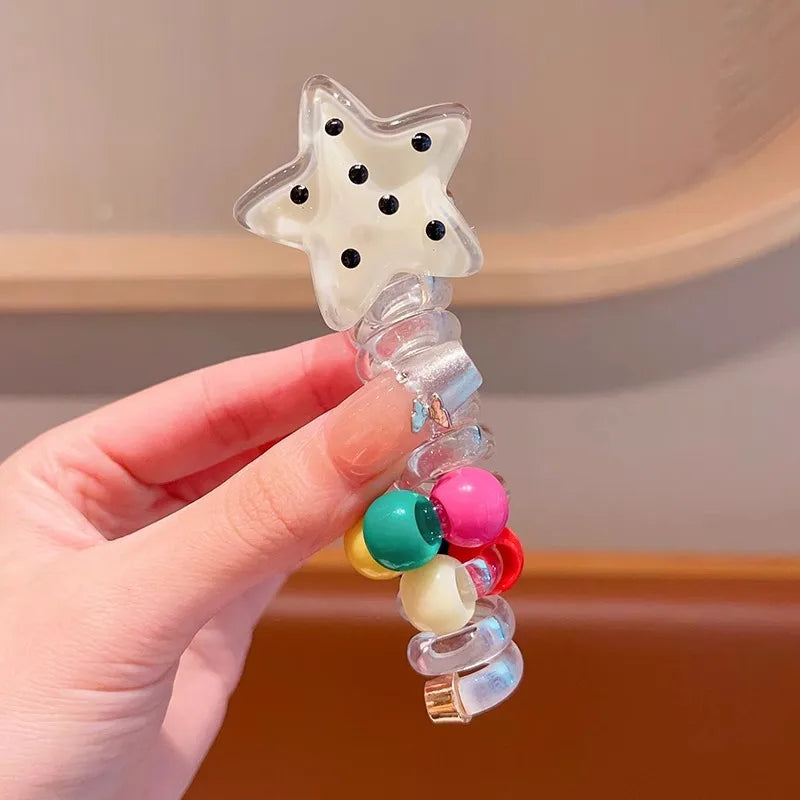 Colorful Heart Elastic Rubber Bands Children Telephone Wire Hair Ties Spiral Coil Hairbands Hair Rope Ponytail Hair Accessories