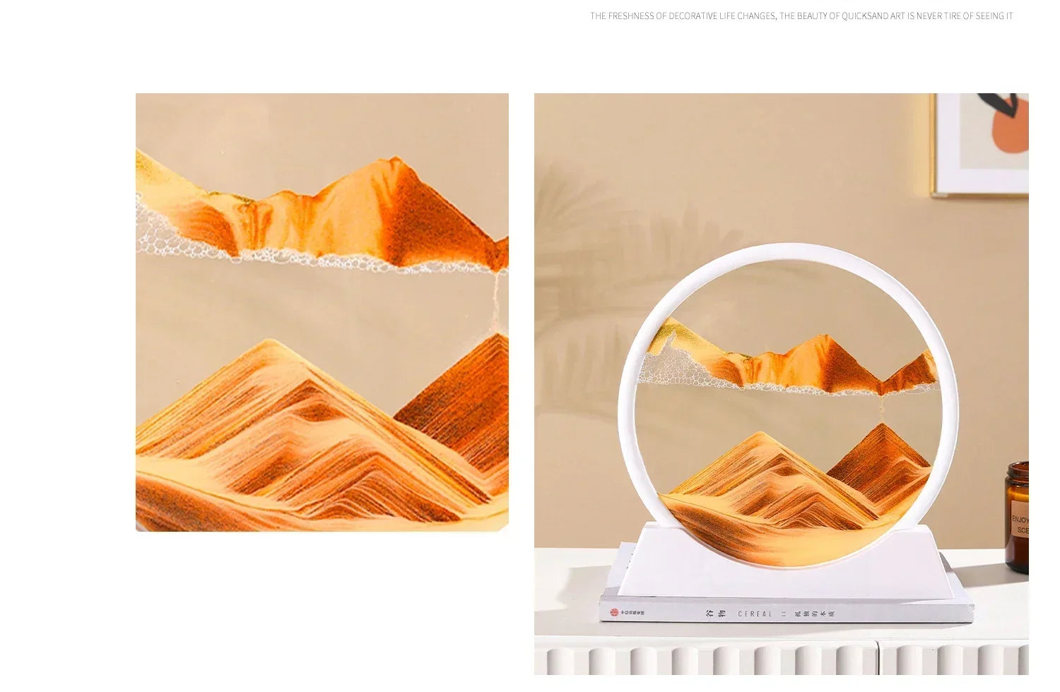 Sandscape Kinetic Sand Art Frame Quicksand 3D Dynamic Liquid Hourglass Moving Sand Painting Flowing Sand Office Home Decor Gifts