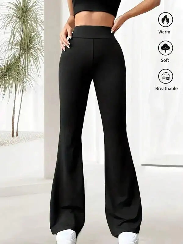 Women's spring and summer high waisted tight fitting flared pants, slim leg long black pants, thin wide leg pants for slim women