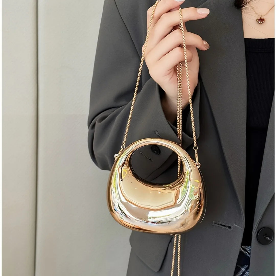 Mini Golden Evening Bag Purses and Handbags Luxury Designer Shoulder Bags Funny Shape Party Wedding Acrylic Shiny Clutch Purse