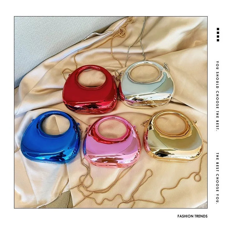 Mini Golden Evening Bag Purses and Handbags Luxury Designer Shoulder Bags Funny Shape Party Wedding Acrylic Shiny Clutch Purse