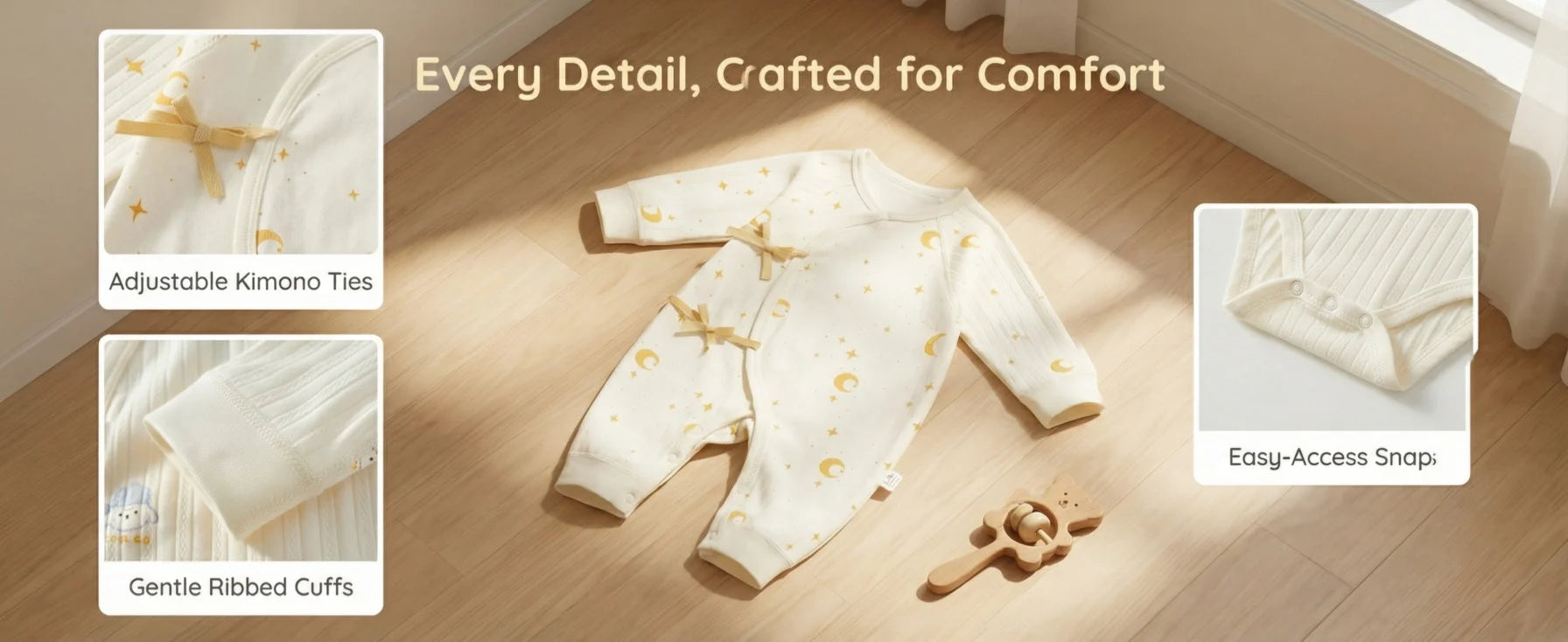 0-6M Infant Baby Jumpsuit Sleepwear Cotton Soft Breathable Newborn Romper Star Moon Print Unisex Baby Pajamas Playsuits