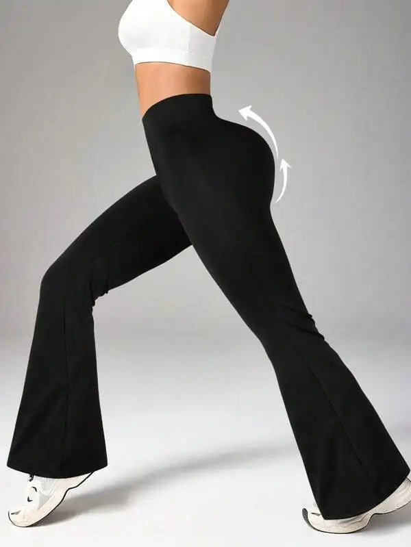 Women's spring and summer high waisted tight fitting flared pants, slim leg long black pants, thin wide leg pants for slim women