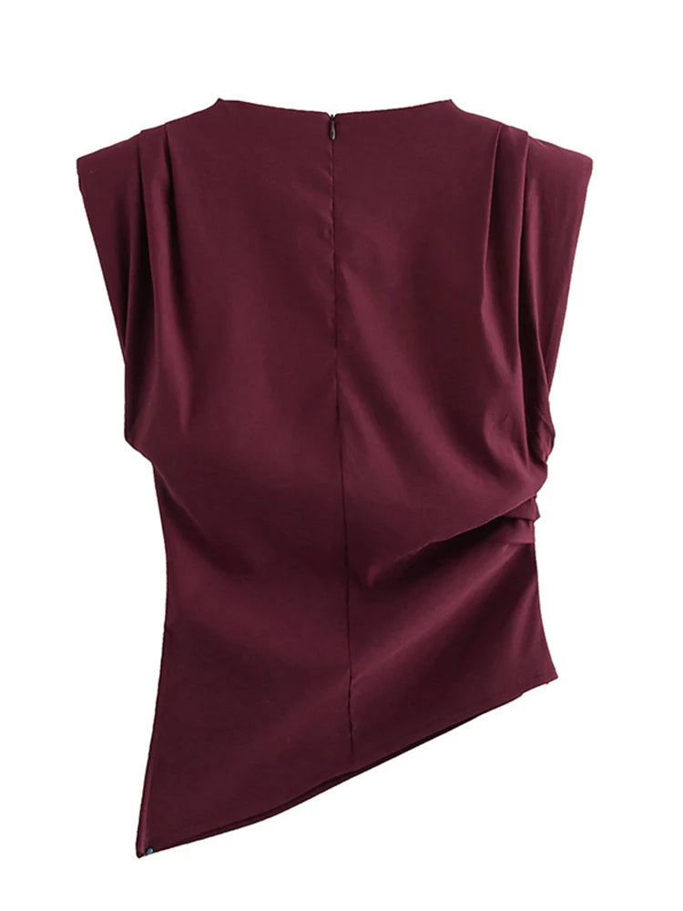 Fashion Shoulderless European American Style Top Simple Pleated Decorative New Arrivals
