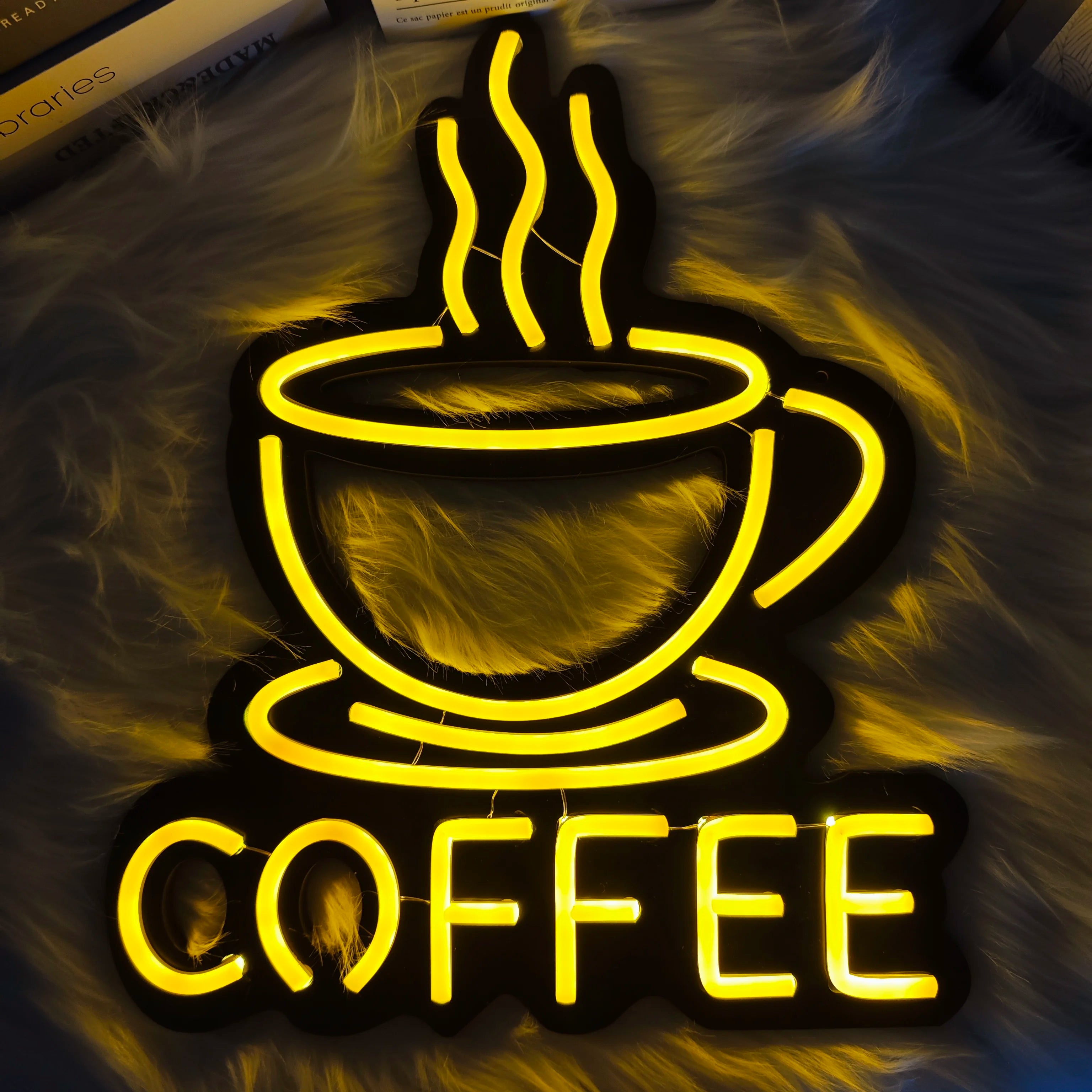 1 pc Bright coffee LED neon sign decoration, used for wall coffee neon signs in coffee bars, coffee shops, and home decor