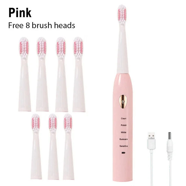 Sonic Electric Toothbrush 5-gear Mode USB Charging 4 colors IPX7 Waterproof Ultrasonic Rechargeable Soft Hair Adult Toothbrush