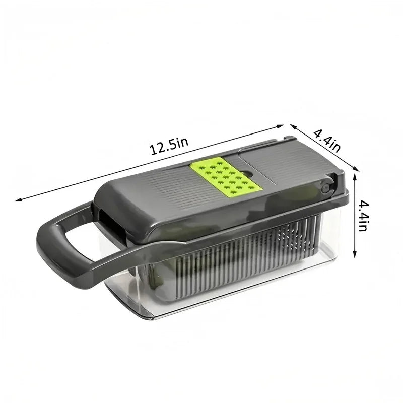 12.5in Multifunctional Vegetable Chopper 8 Interchangeable Blades Food Slicer Dicer Ideal for Fruits Onions and Kitchen Prep