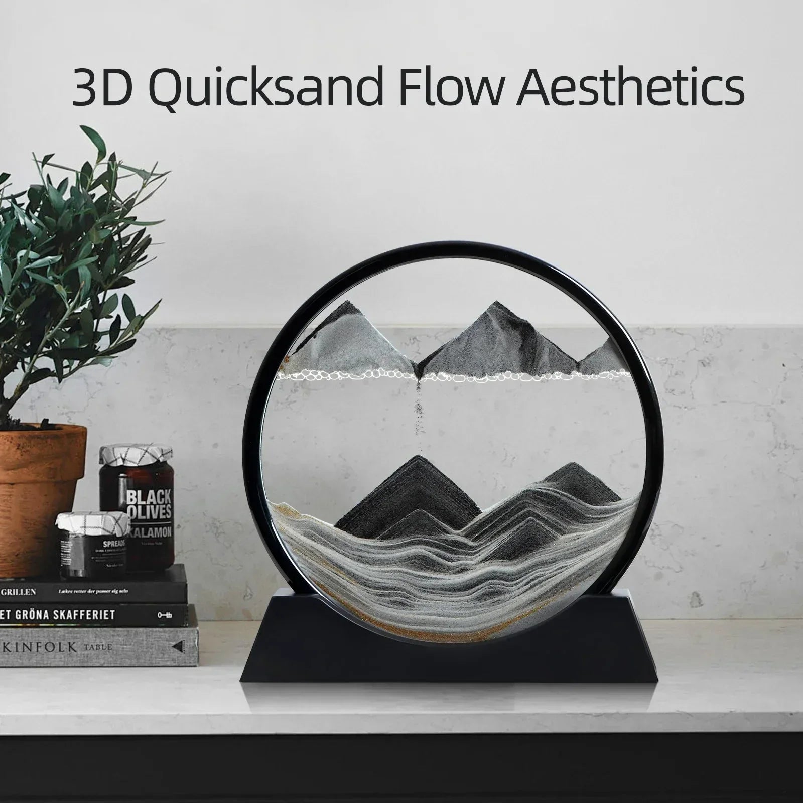 Sandscape Kinetic Sand Art Frame Quicksand 3D Dynamic Liquid Hourglass Moving Sand Painting Flowing Sand Office Home Decor Gifts