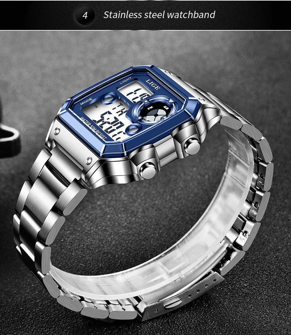 LIGE 2023 NEW Luxury Brand Men Watch Military Digital Watches Sport Wristwatch Mens Waterproof Clock Male Relogio Masculino