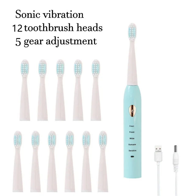 Sonic Electric Toothbrush 5-gear Mode USB Charging 4 colors IPX7 Waterproof Ultrasonic Rechargeable Soft Hair Adult Toothbrush
