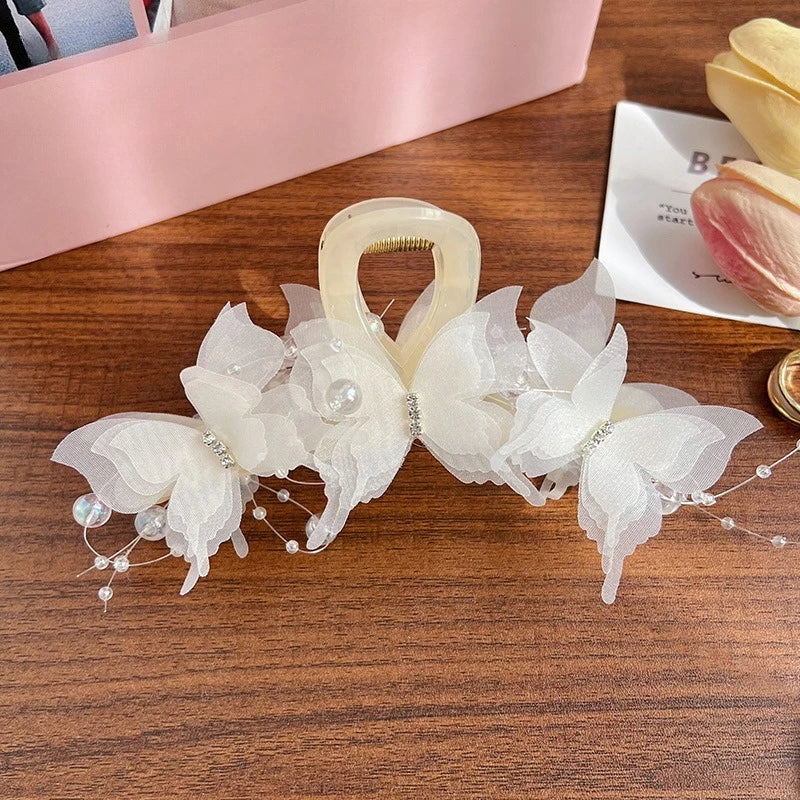 Lily Flower Grasp Clip Fresh Sweet Beach Flowers Claw Barrettes Acetic Acid Hair Clip Hair Commuter Side Hair Accessories