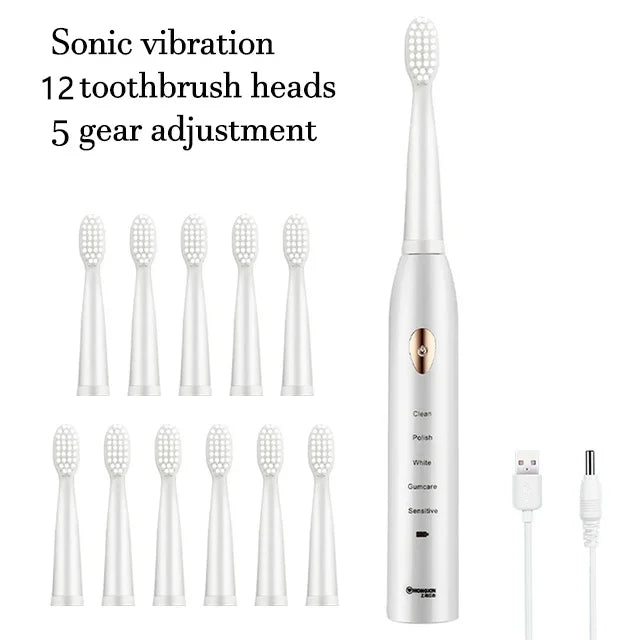 Sonic Electric Toothbrush 5-gear Mode USB Charging 4 colors IPX7 Waterproof Ultrasonic Rechargeable Soft Hair Adult Toothbrush