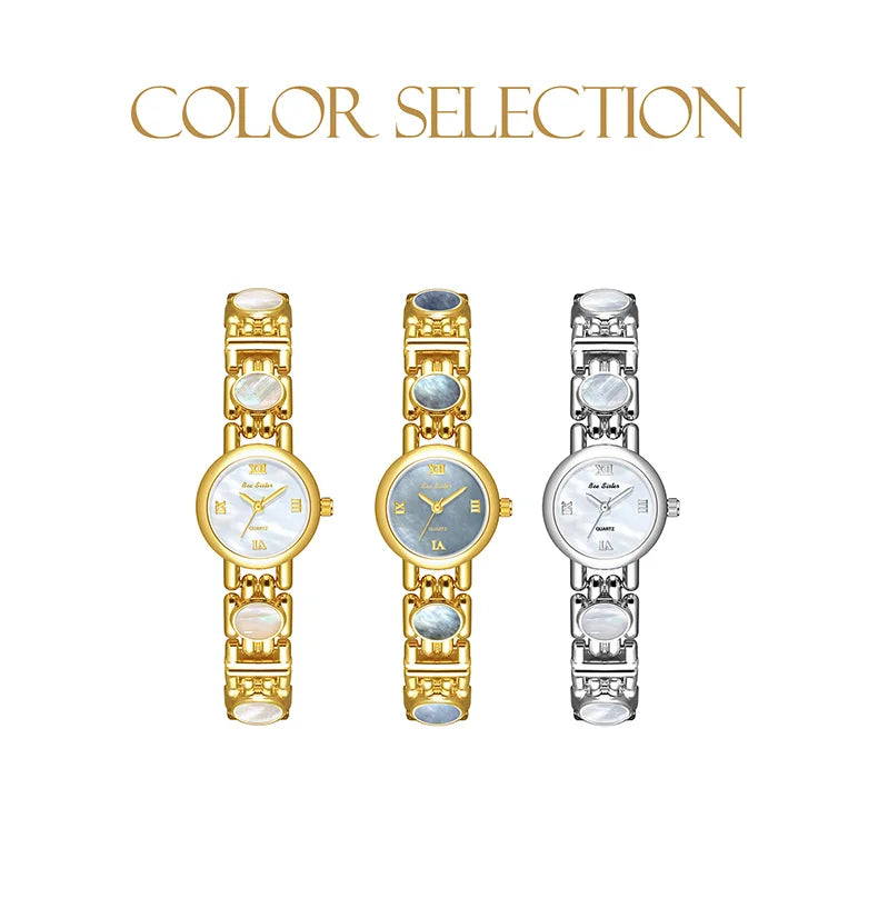 Light Luxury Women's Watches Aurora Natural Shell High Quality Bracelet Quartz Wristwatch Roman Numerals Round Dial Woman Watch