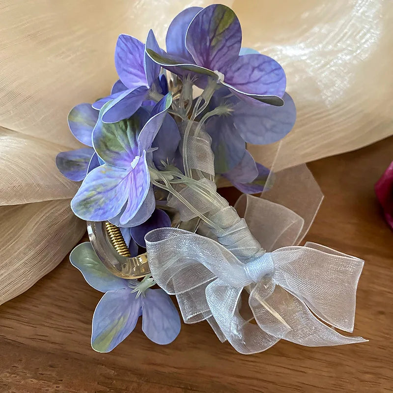 Lily Flower Grasp Clip Fresh Sweet Beach Flowers Claw Barrettes Acetic Acid Hair Clip Hair Commuter Side Hair Accessories