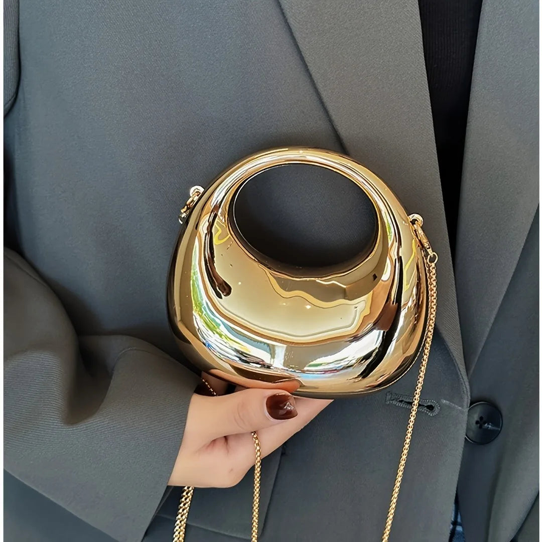 Mini Golden Evening Bag Purses and Handbags Luxury Designer Shoulder Bags Funny Shape Party Wedding Acrylic Shiny Clutch Purse