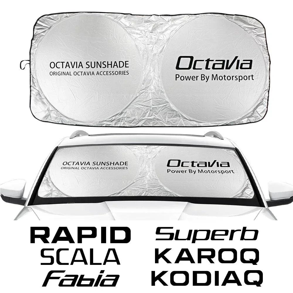 Car Windshield Sunshade Cover Accessories For Skoda Octavia Fabia Rapid Superb Kodiaq Scala Karoq Citigo Kamiq Roomster Enyaq