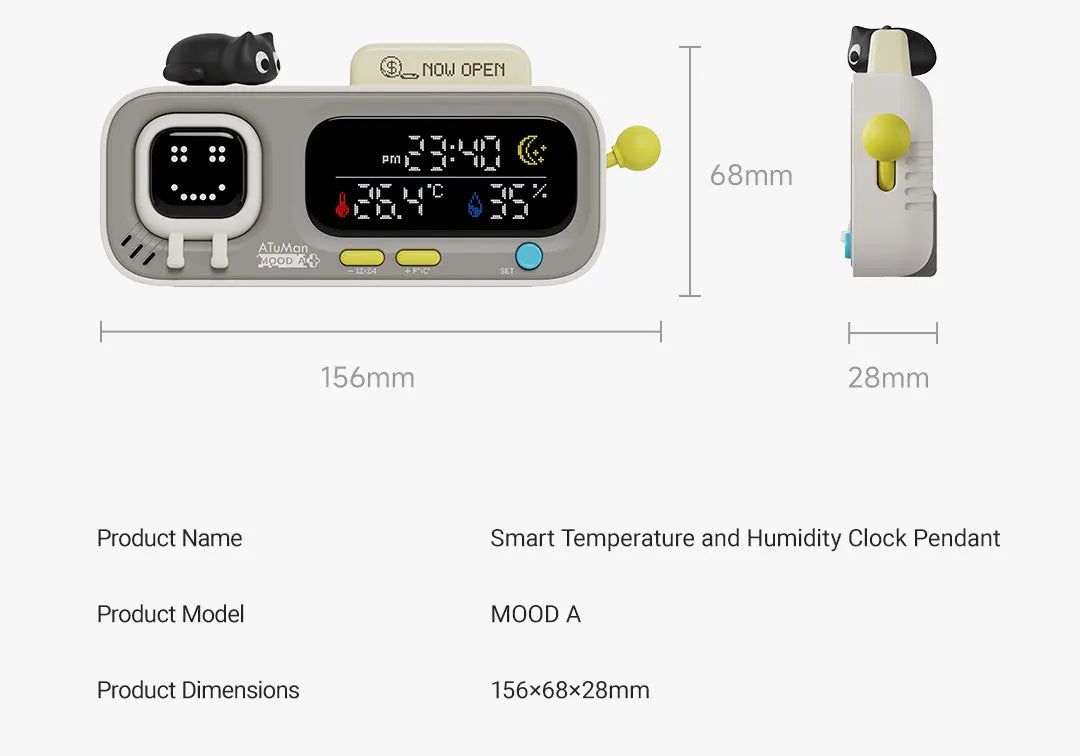 DUKA MOODA Smart Desktop Temperature and Humidity Clock Electric Digital Home Temperature and Humidity Meter Smart Fun Reminder