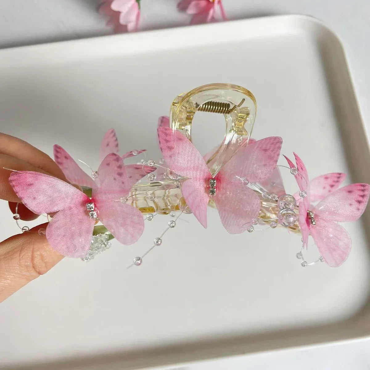 Lily Flower Grasp Clip Fresh Sweet Beach Flowers Claw Barrettes Acetic Acid Hair Clip Hair Commuter Side Hair Accessories