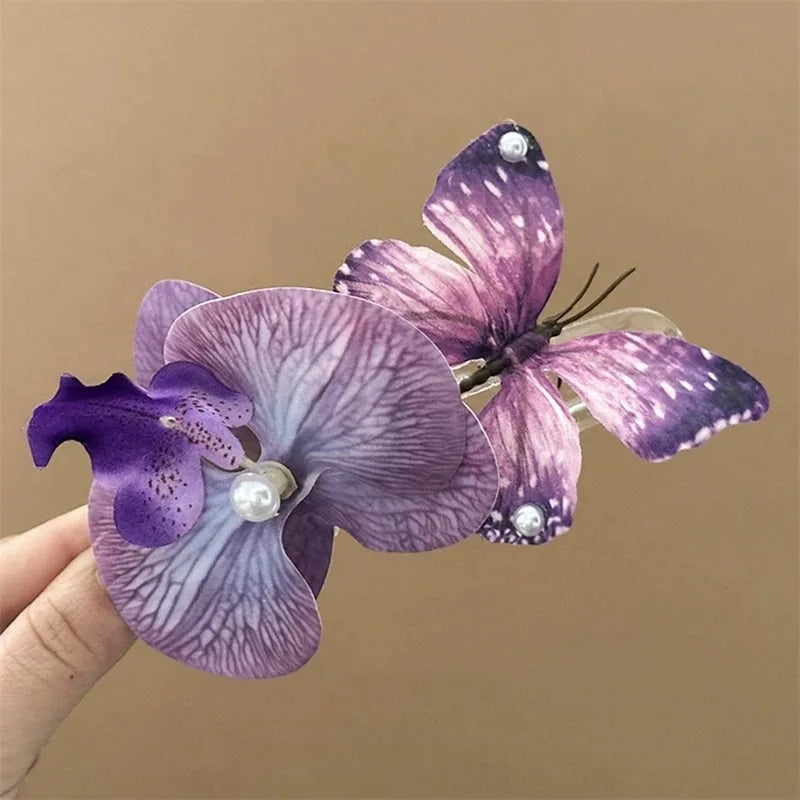 Lily Flower Grasp Clip Fresh Sweet Beach Flowers Claw Barrettes Acetic Acid Hair Clip Hair Commuter Side Hair Accessories
