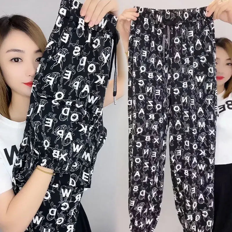 Fashion Leopard High Waist Women's Pants Vintage Casual New Y2K Female Pants Young Streetwear Hip-Hop Straight Trousers 2024