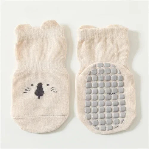 3/5 Pairs Baby Adorable Animals Pattern Non Slip Floor Socks, Breathable Casual Socks for Boys and Girls Kids Indoor Activities