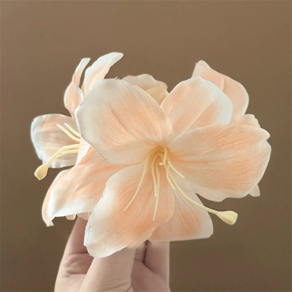 Lily Flower Grasp Clip Fresh Sweet Beach Flowers Claw Barrettes Acetic Acid Hair Clip Hair Commuter Side Hair Accessories